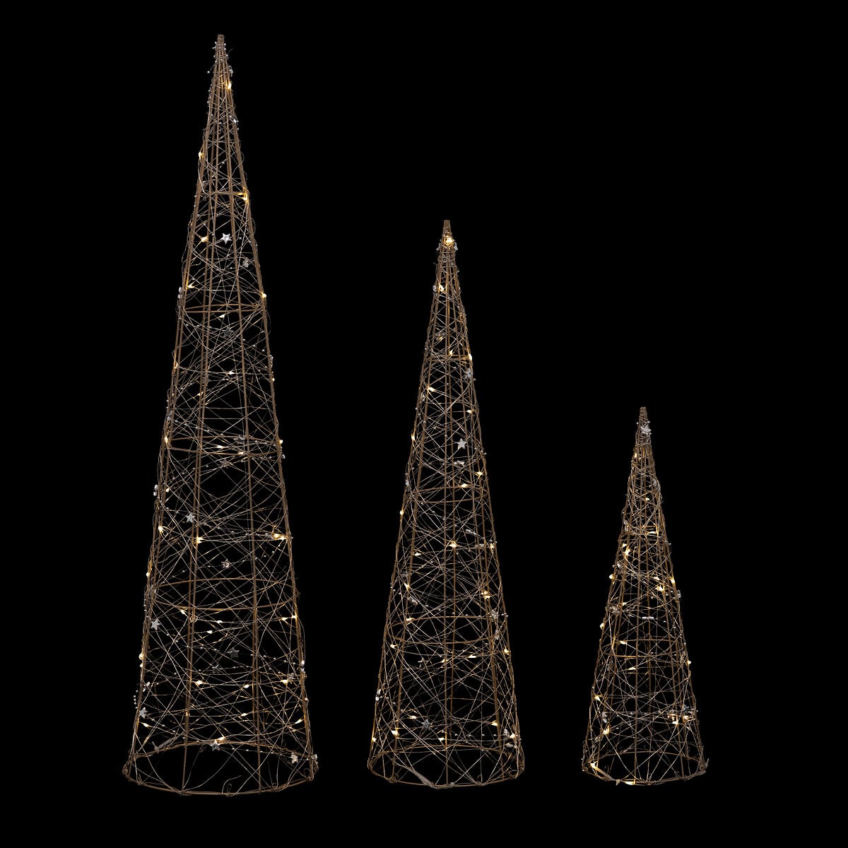 Cone decorativo com leds branco quente 60cm