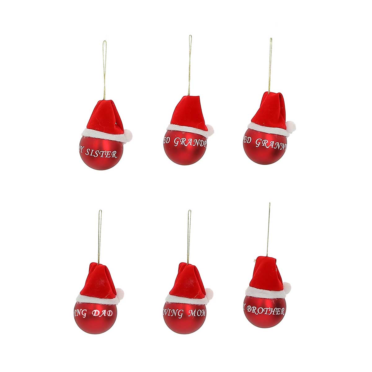 Bola de natal vermelha com gorro 5cm