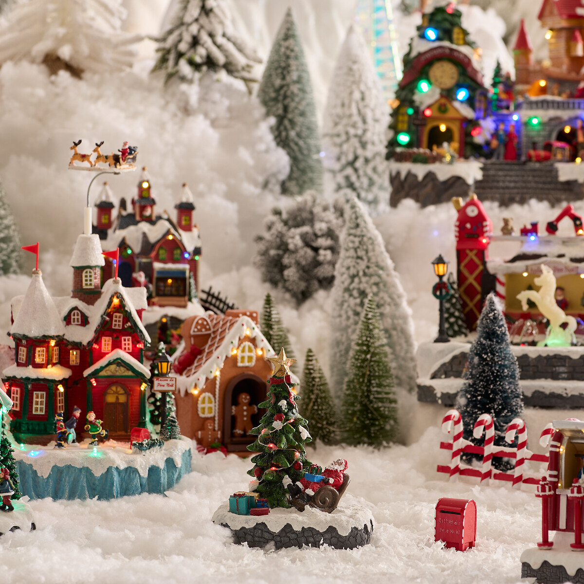 Aldeia árvore de natal com luz - música - movimento 12,5x22,5cm