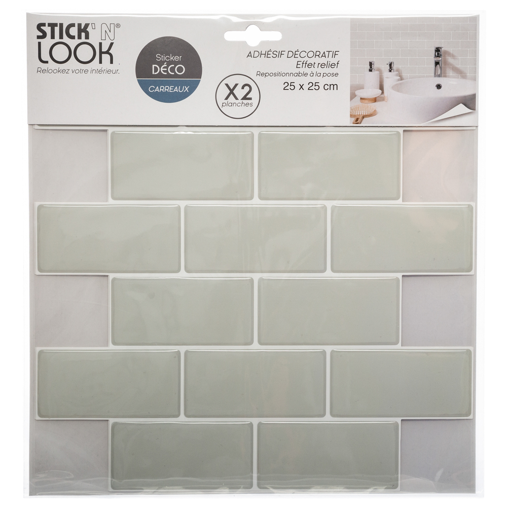 Decora&ccedil;&atilde;o mural azulejo cinza claro 25x25cm