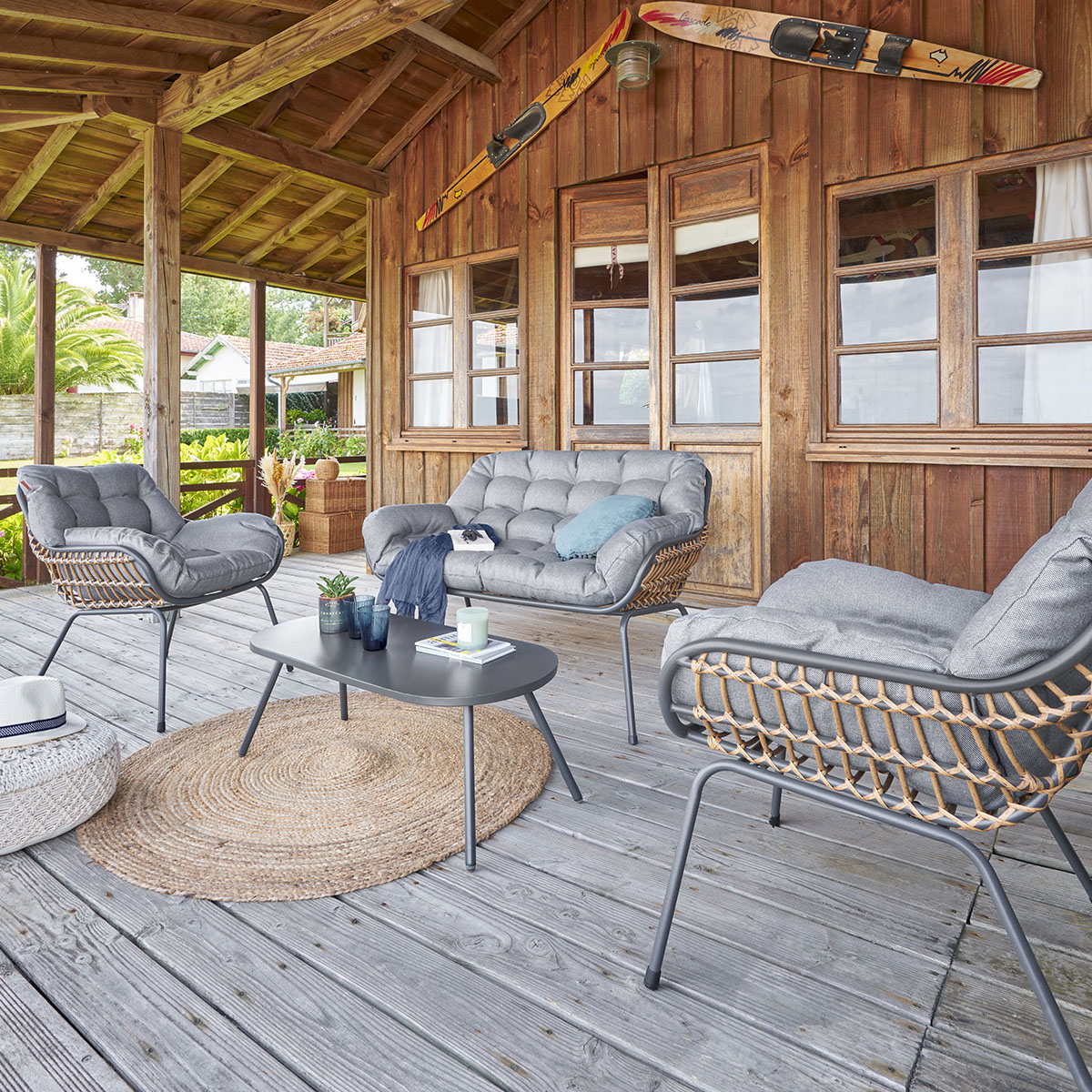 Conjunto de jardim PAOPAO cinza graphite para 4 pessoas