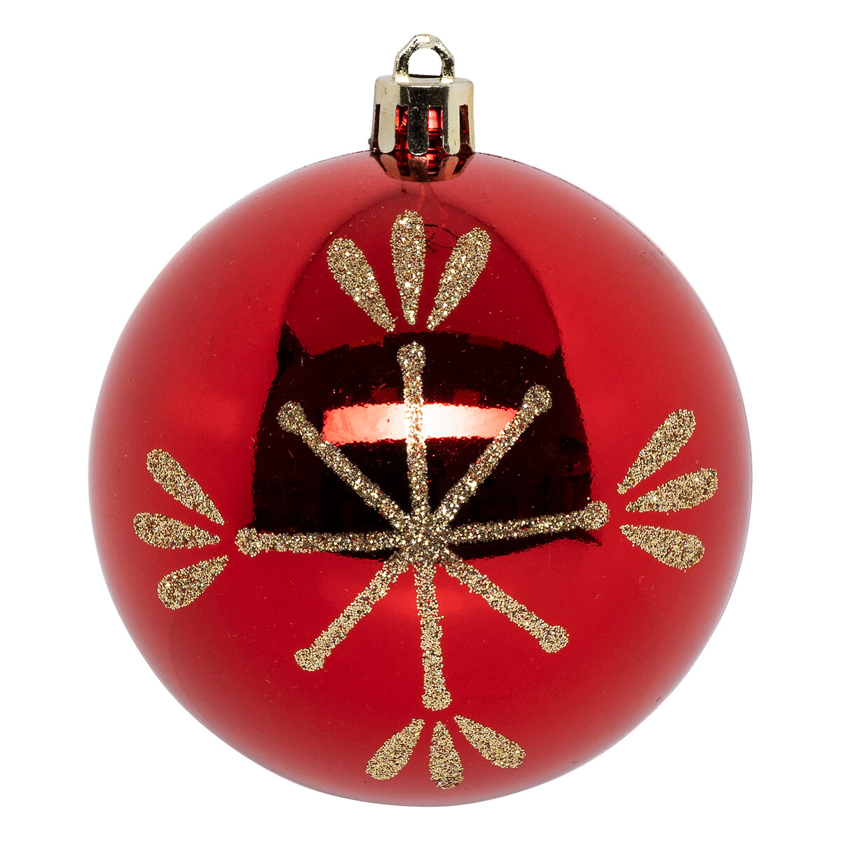 Conjunto de 8 bolas de natal vermelho e dourado 8cm