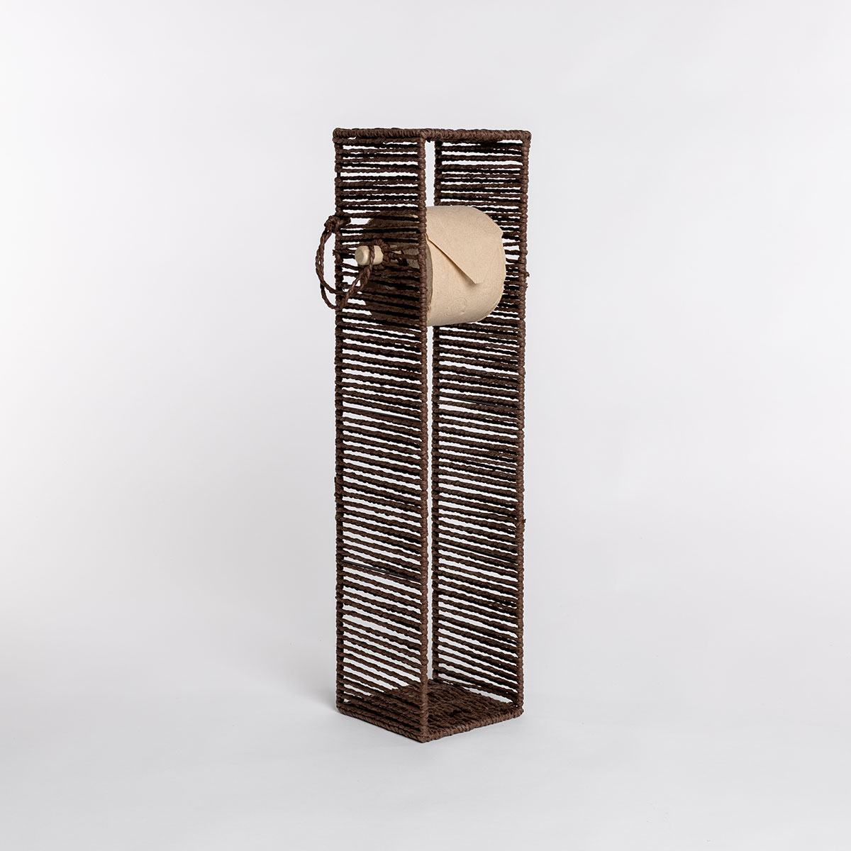 Porta rolos wc castanho em corda