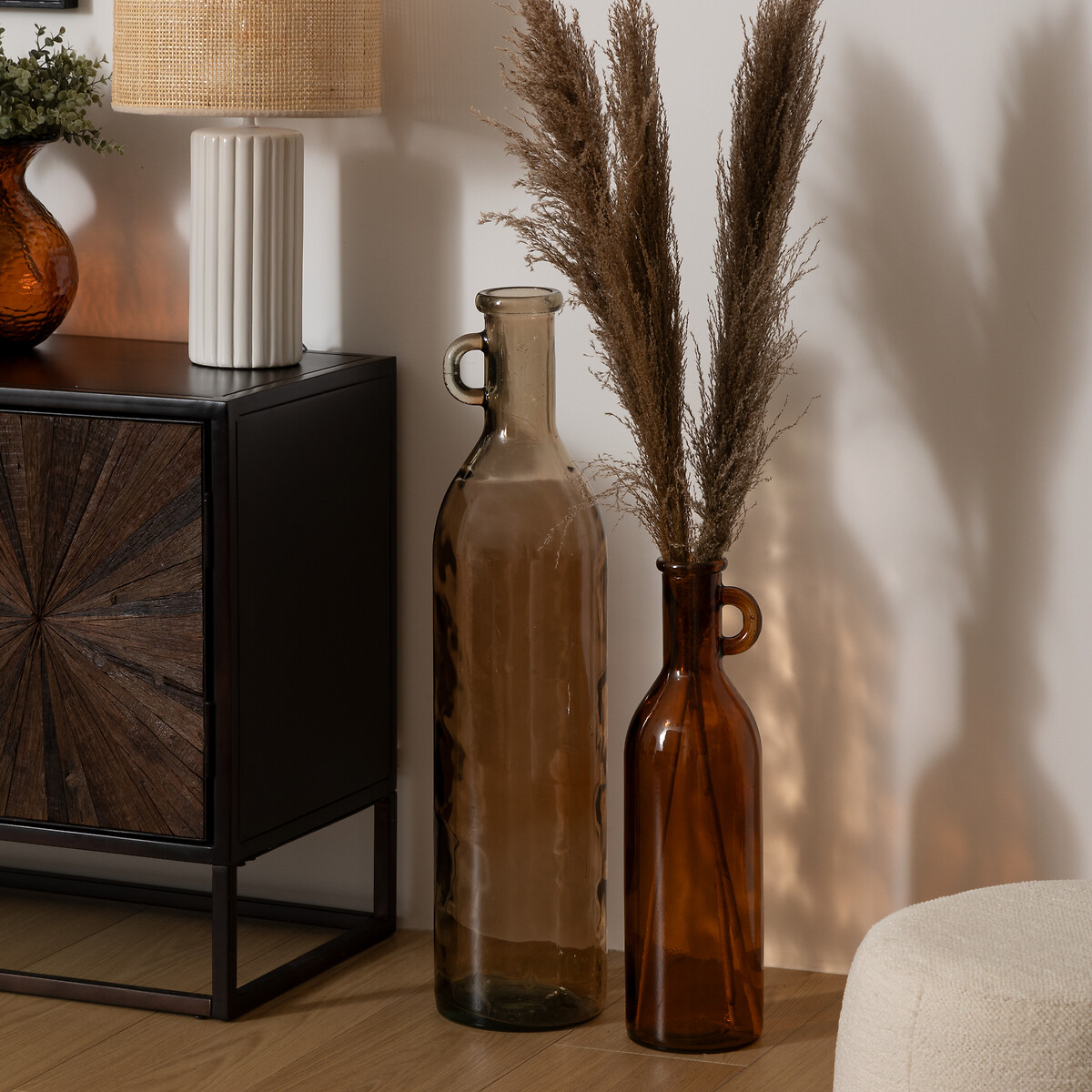 Jarra YANA rosa claro de vidro reciclado 75cm