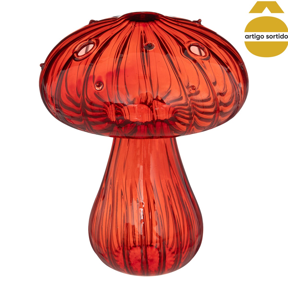 Jarra cogumelo em vidro 12cm