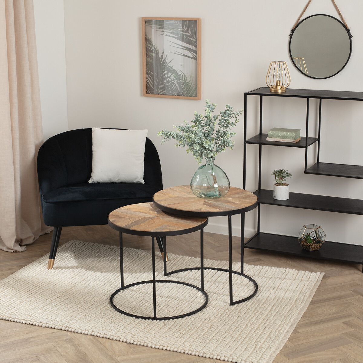 Conjunto de 2 mesas de apoio BASILE em madeira mango