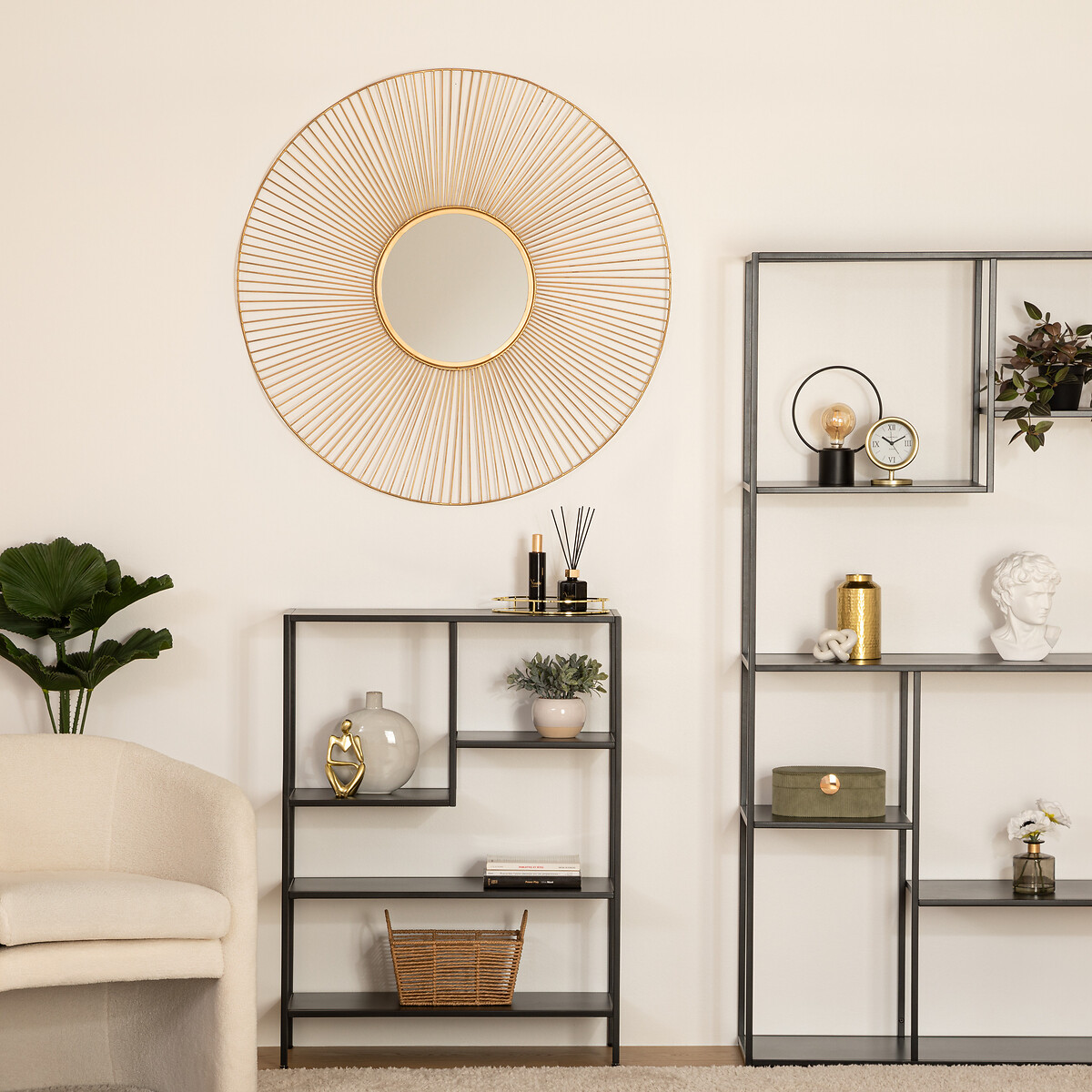 Espelho de parede JODIE dourado 97cm