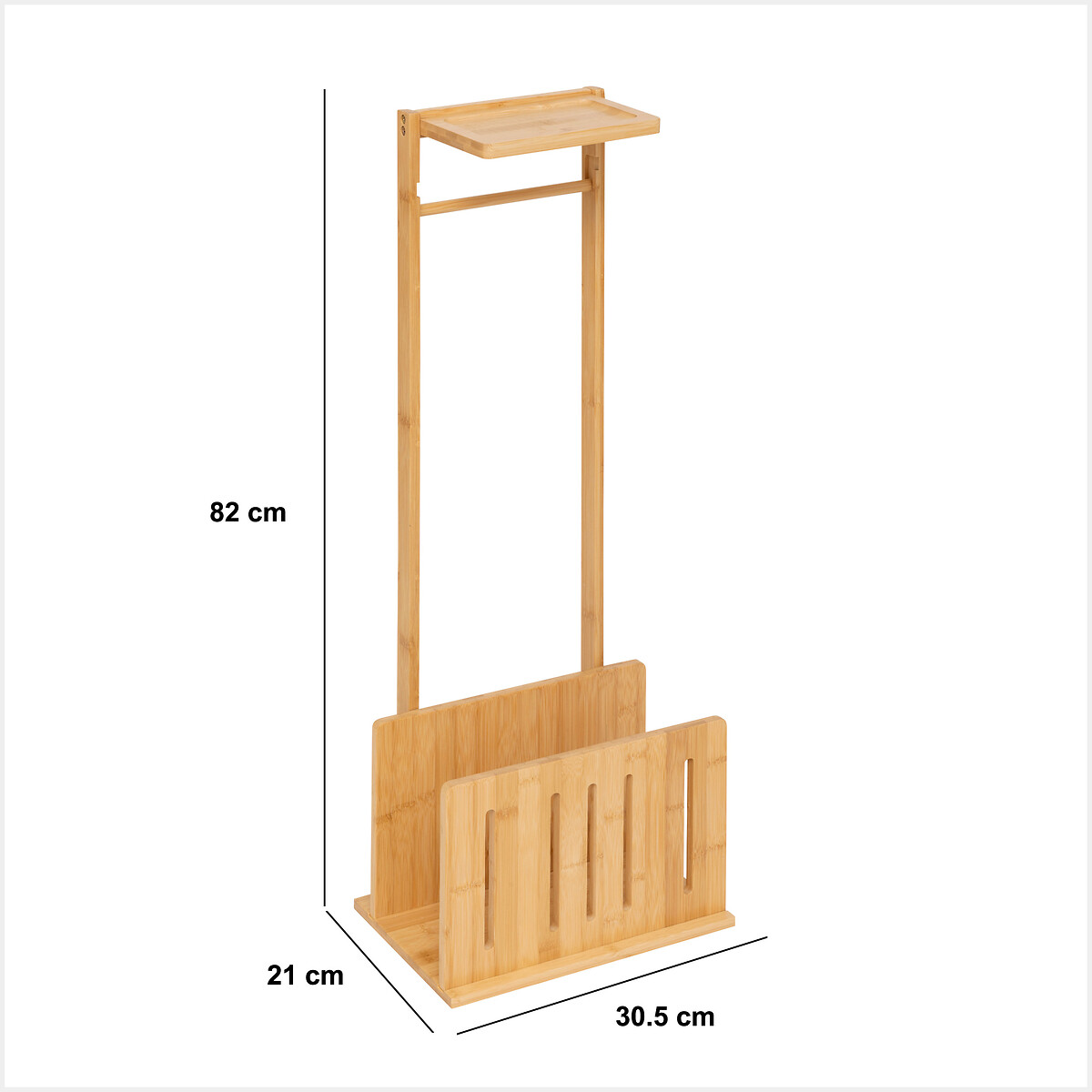 Suporte wc em bambu para papel higi&eacute;nico com reserva