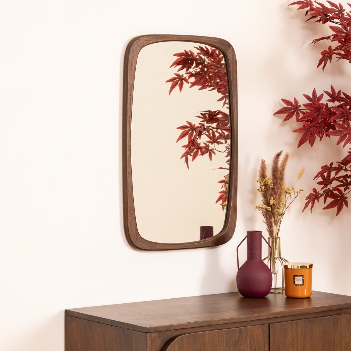 Espelho de parede KEIRA castanho em mdf 65cm