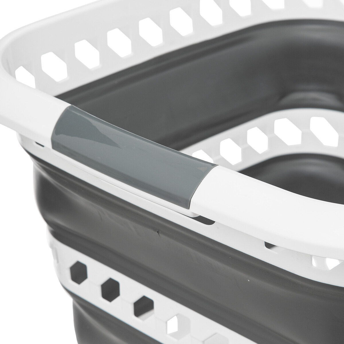 Cesto dobrável branco e cinza 40l