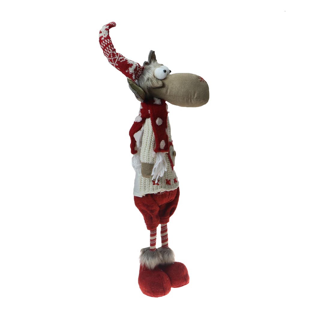 Rena com coração em tecido 50,5cm,  Rena com coração em tecido 50,5cm