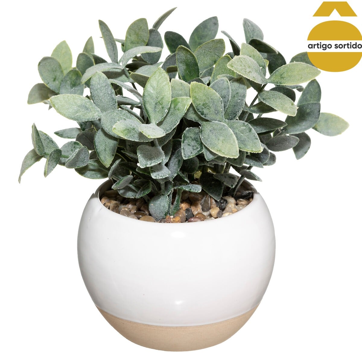 Planta artifical com vaso em cer&acirc;mica