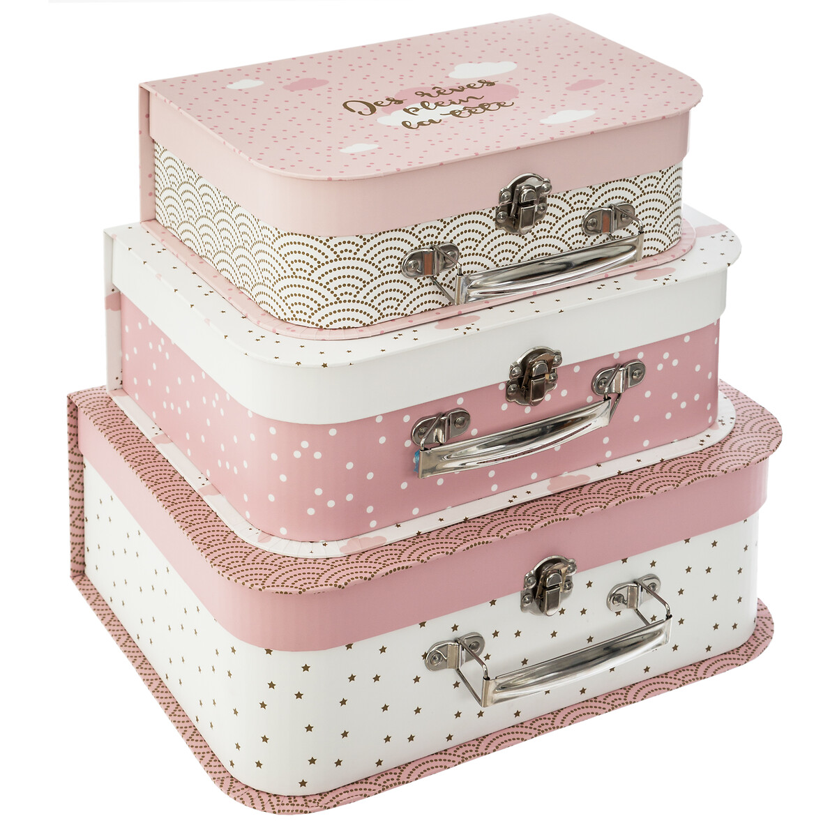 Conjunto de 3 malas de arruma&ccedil;&atilde;o DOUCEUR rosa