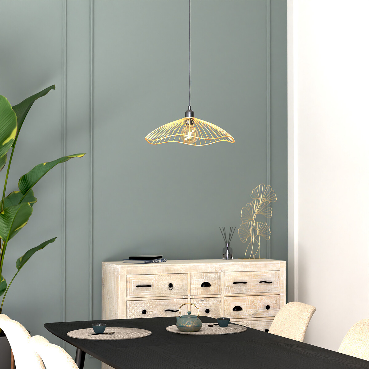 Candeeiro de teto GALT dourado em metal 34cm