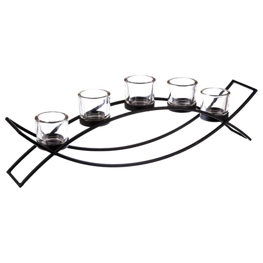 Casti&ccedil;al em metal para 5 velas