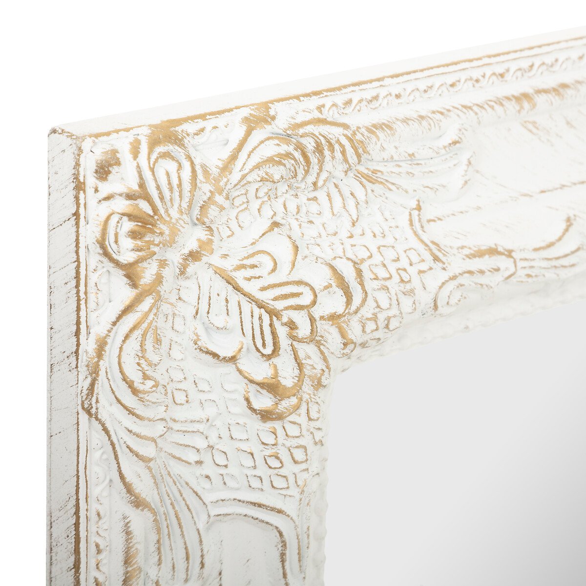 Espelho de ch&atilde;o branco trabalhado 172cm