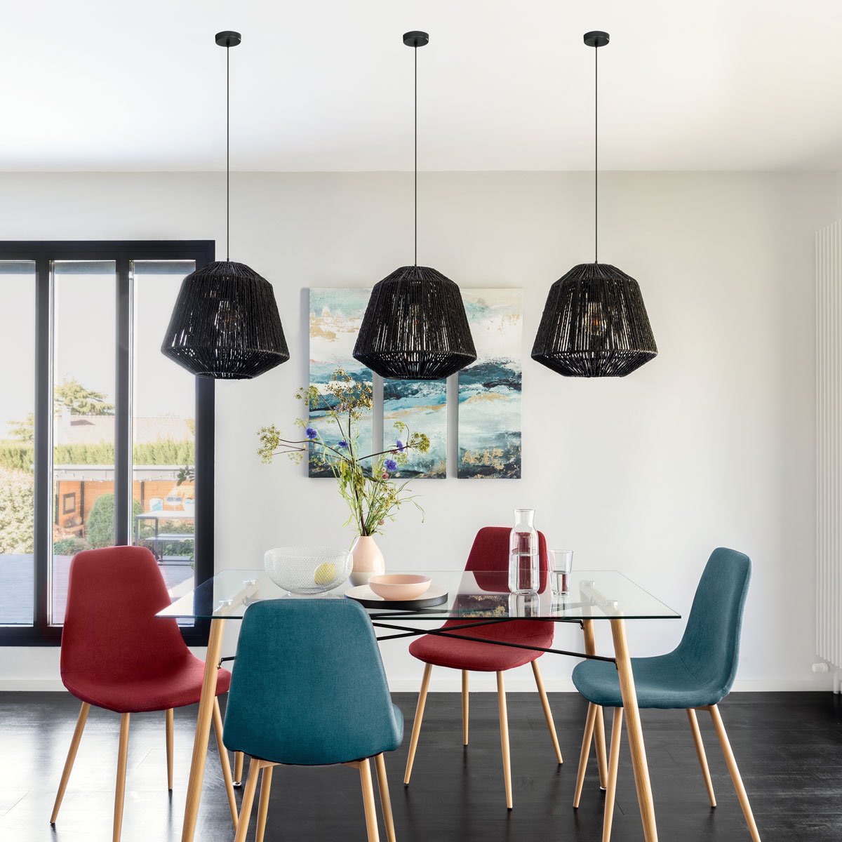 Cadeira ROKA azul em veludo