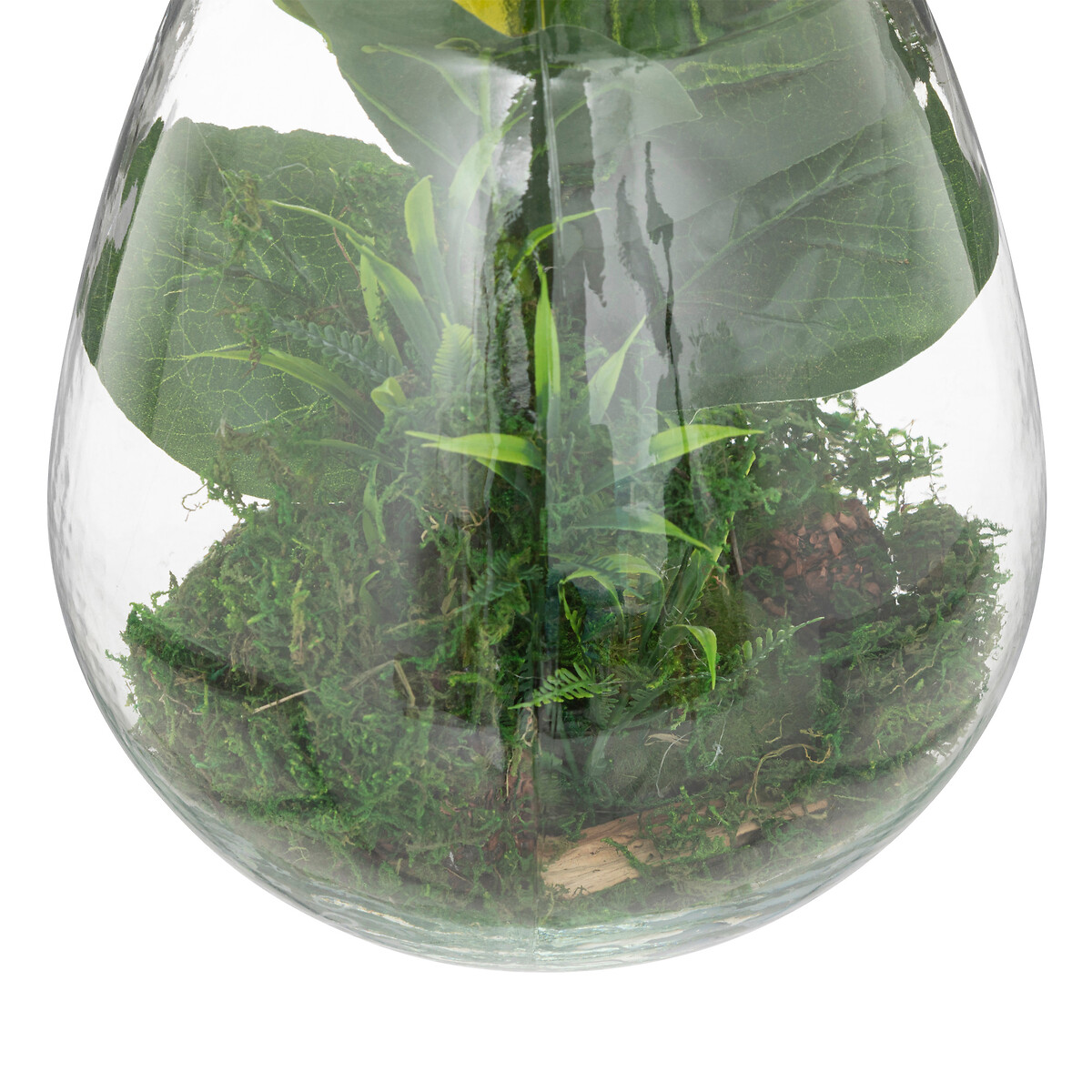 Jarra De Vidro Com Plantas Artificiais Caravane