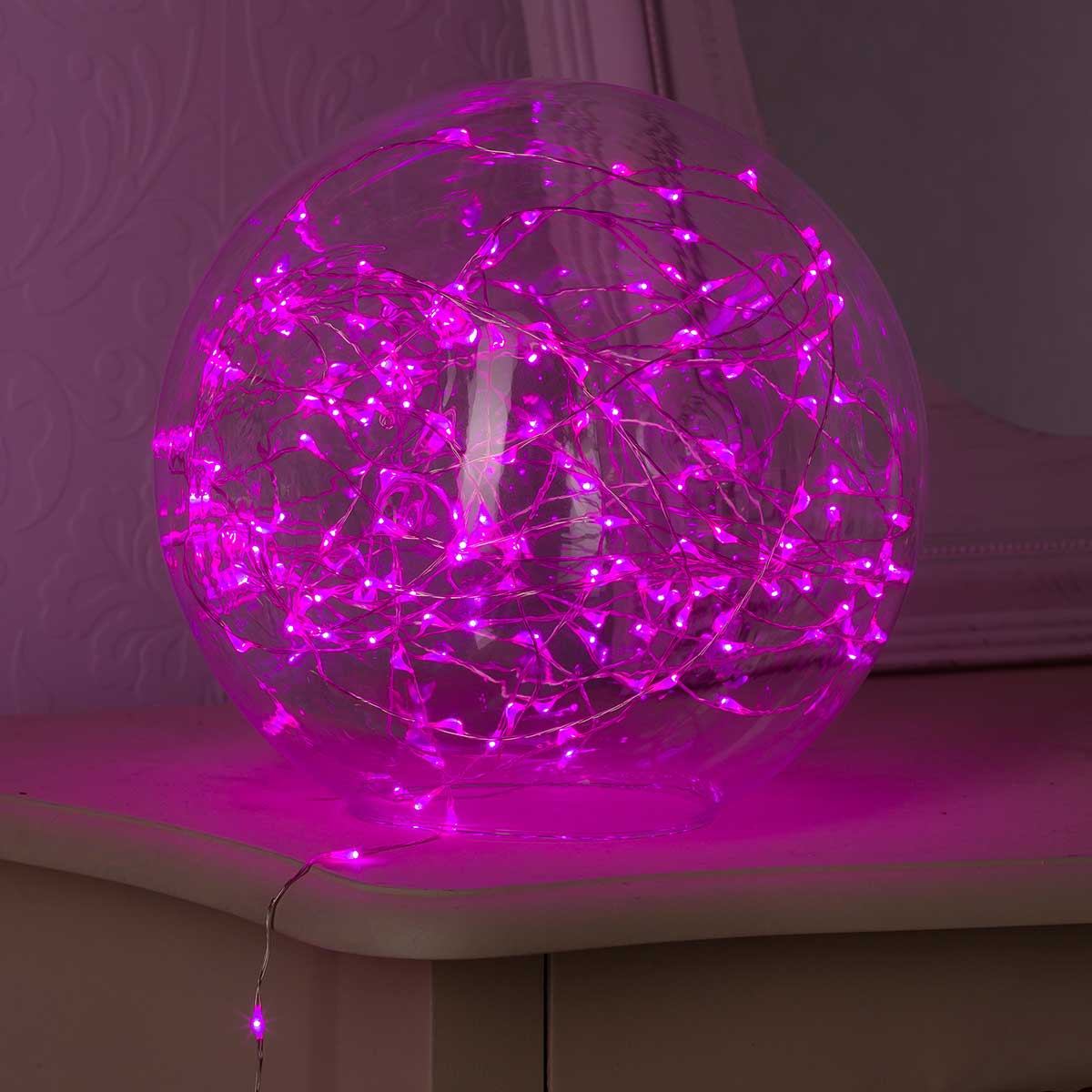 S&eacute;rie luminosa de natal rosa fixo 40 leds 3,9m