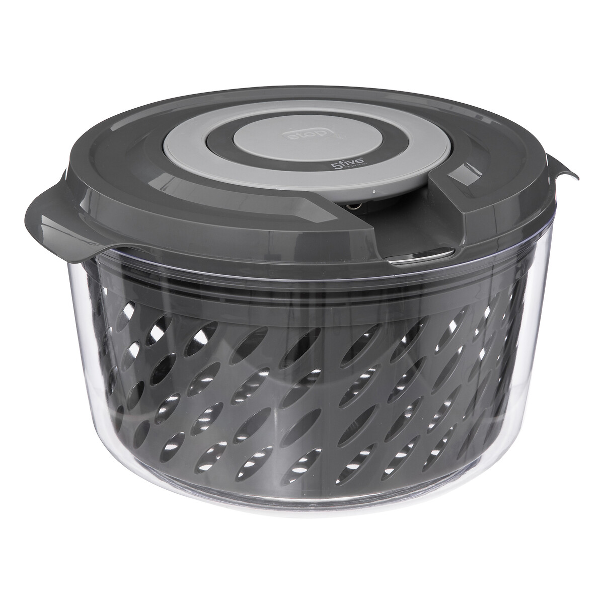 Escorredor cinza de legumes com tor&ccedil;&atilde;o 5,5l