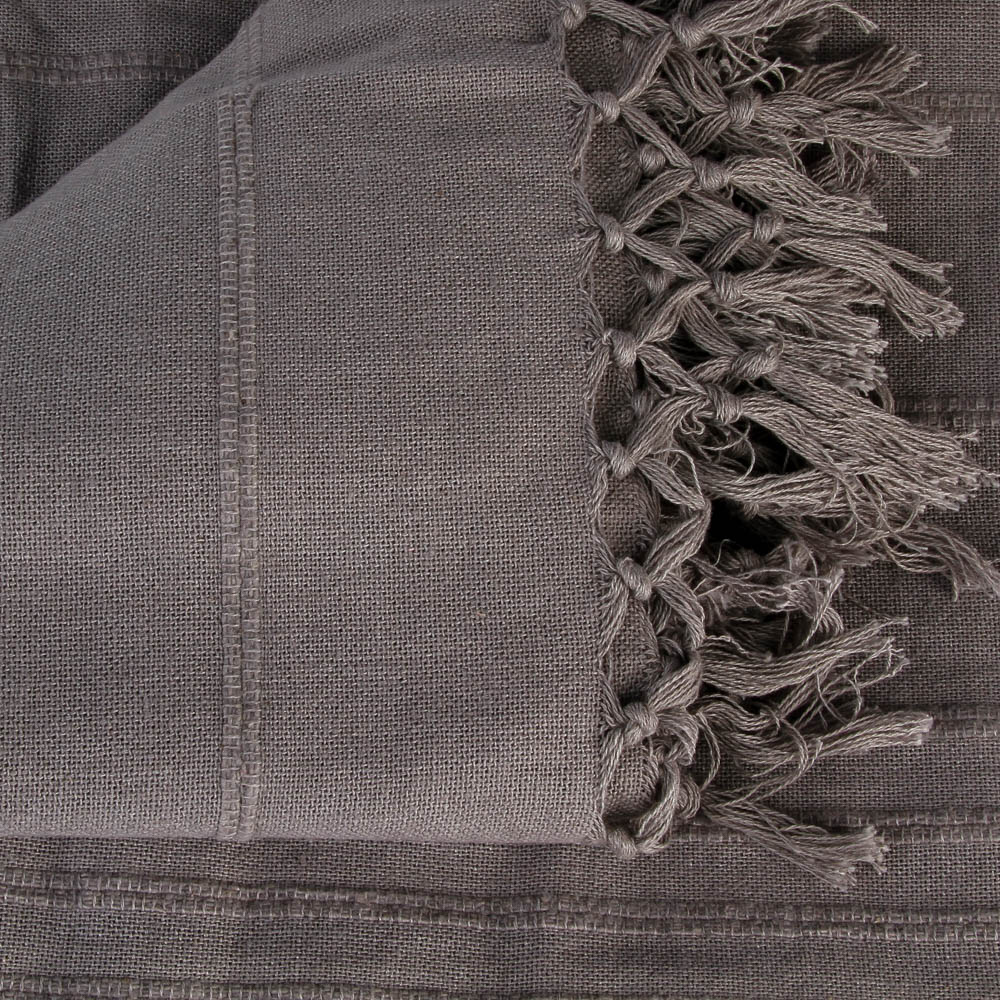 Manta com franjas cinza escuro 230x250cm
