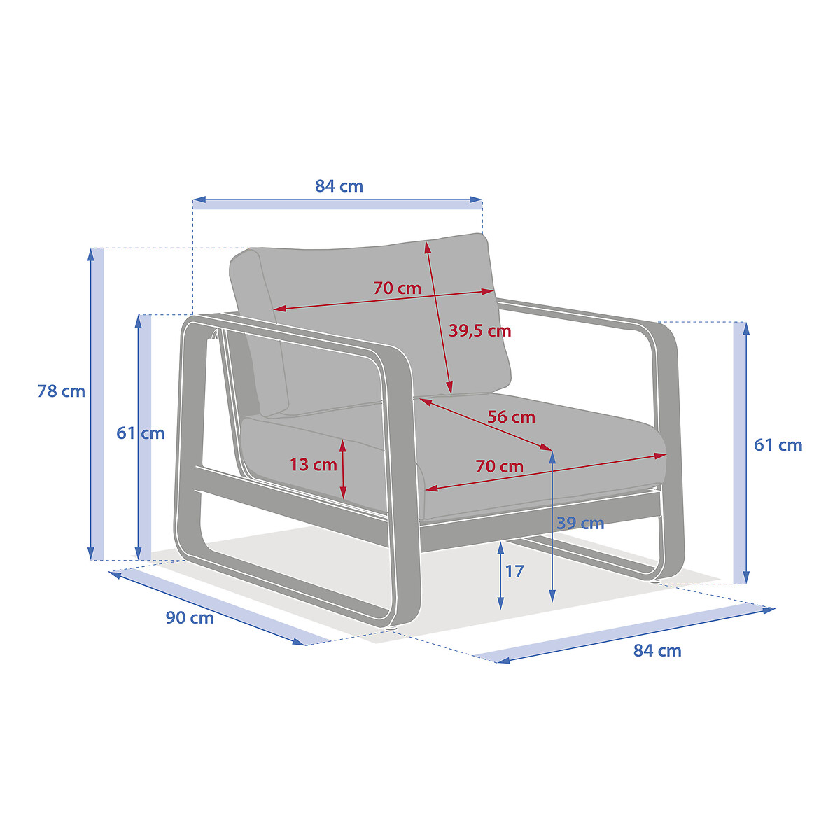 Cadeira lounge DOMILLY em alum&iacute;nio