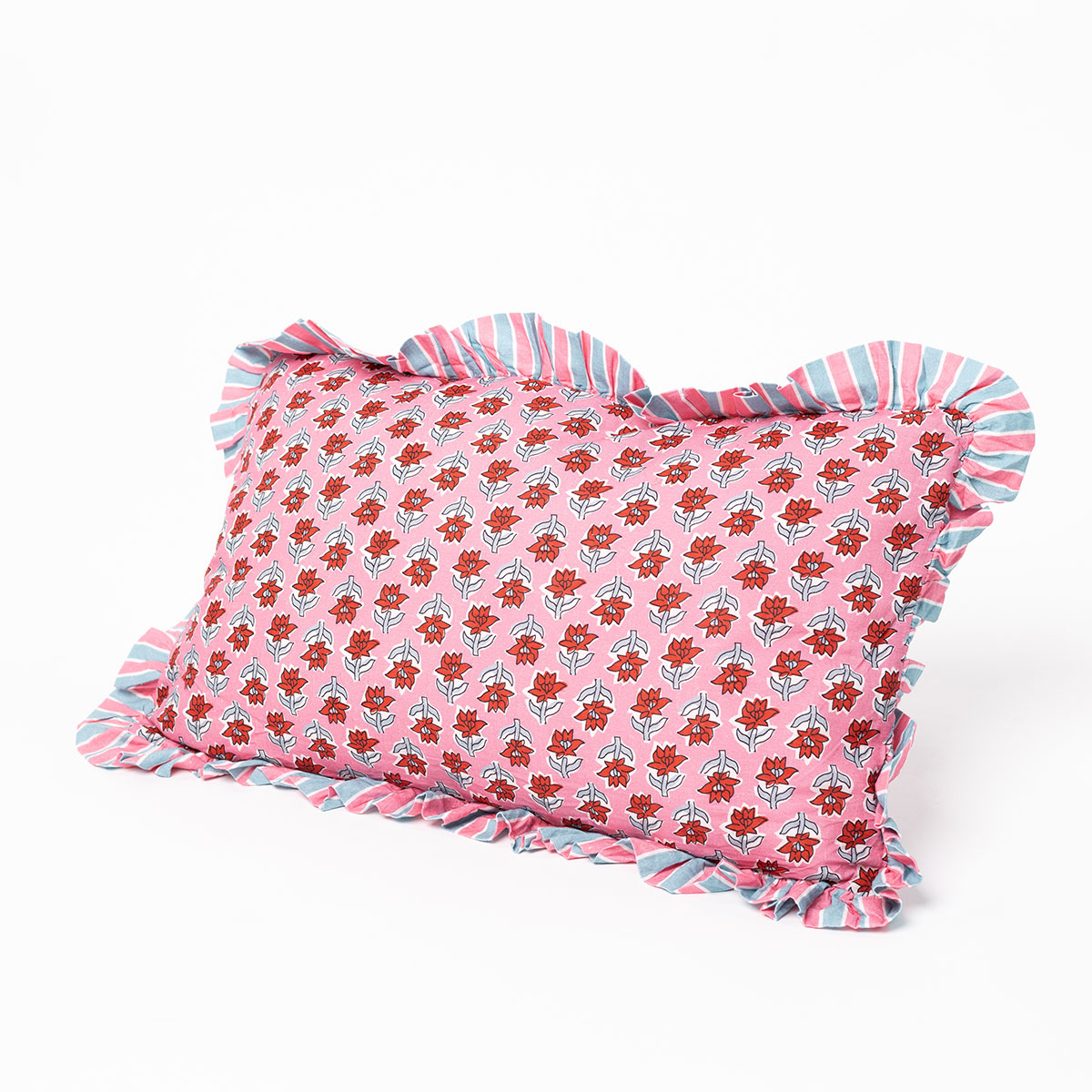 Almofada YUCATAN floral com folhos 35x60xm