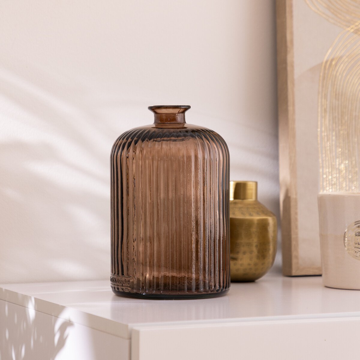 Jarra LUZ castanha de vidro 23cm