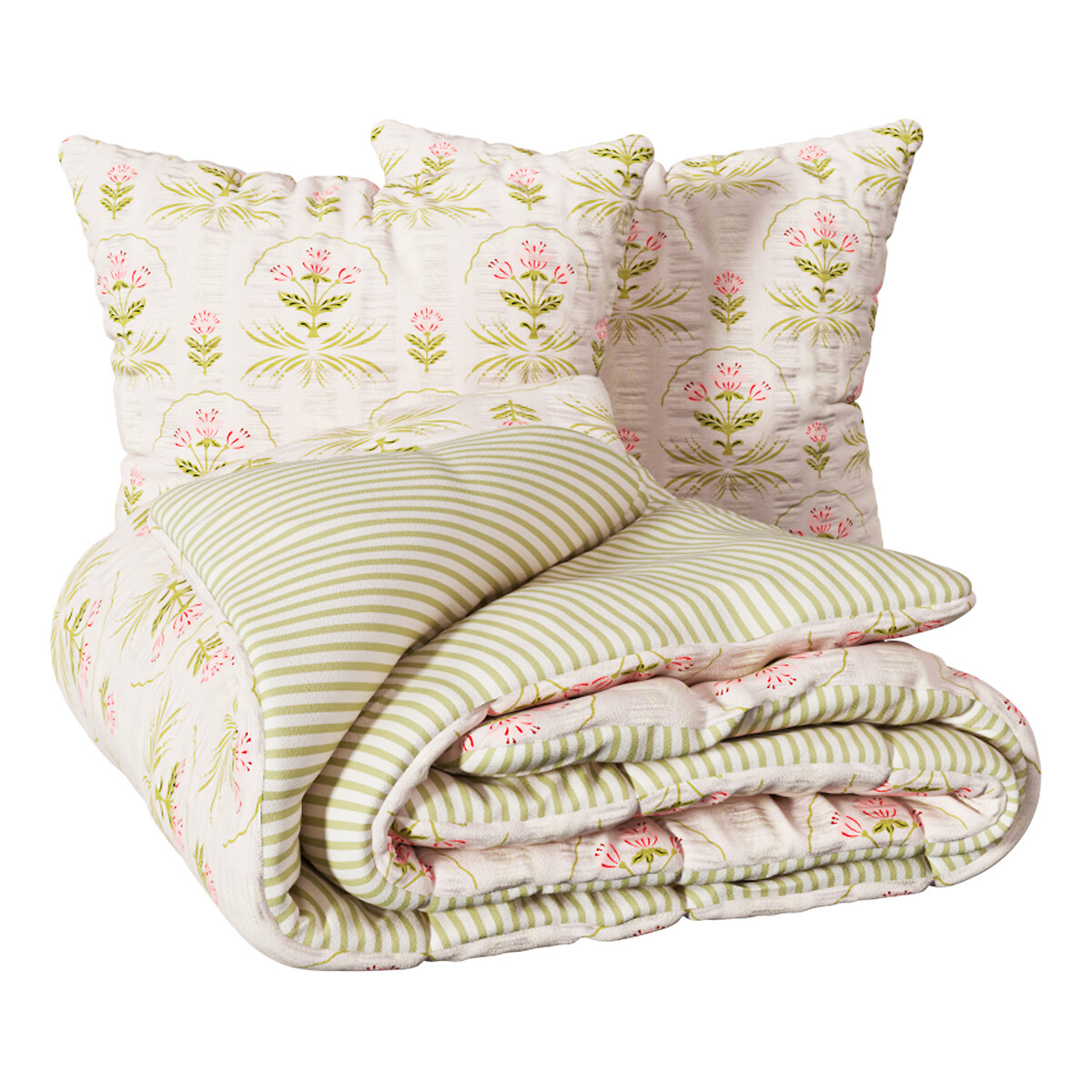 Jogo cama de casal e 2 capas de almofadas FLEUR DE ROSE 220x240cm