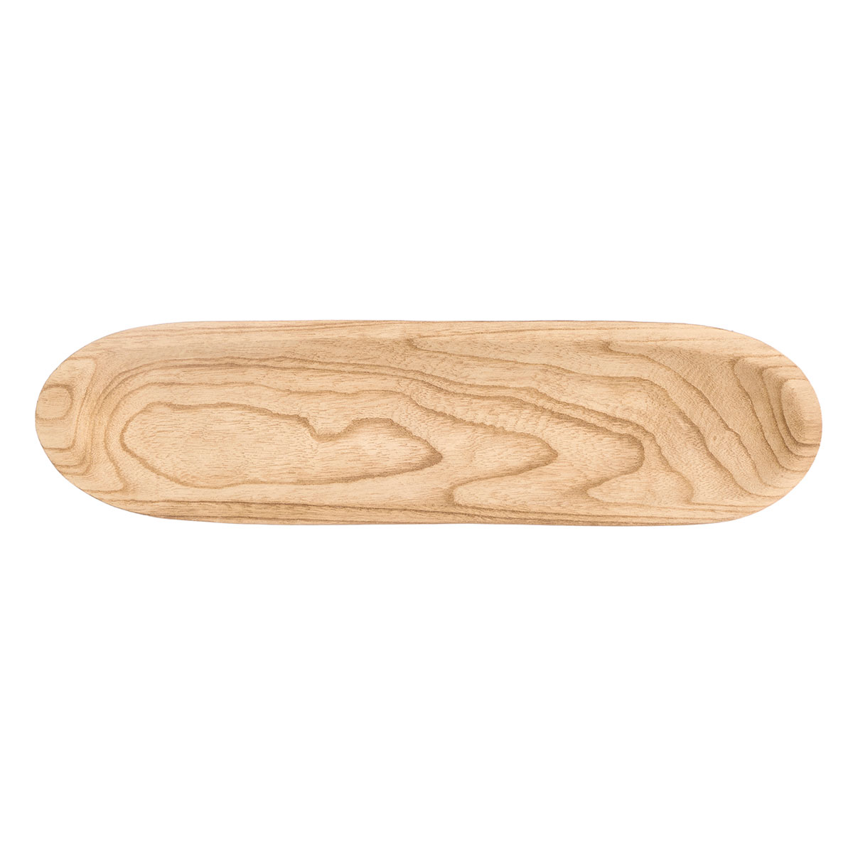 Centro de mesa Oval Bege Em Madeira Queimada 50x13cm