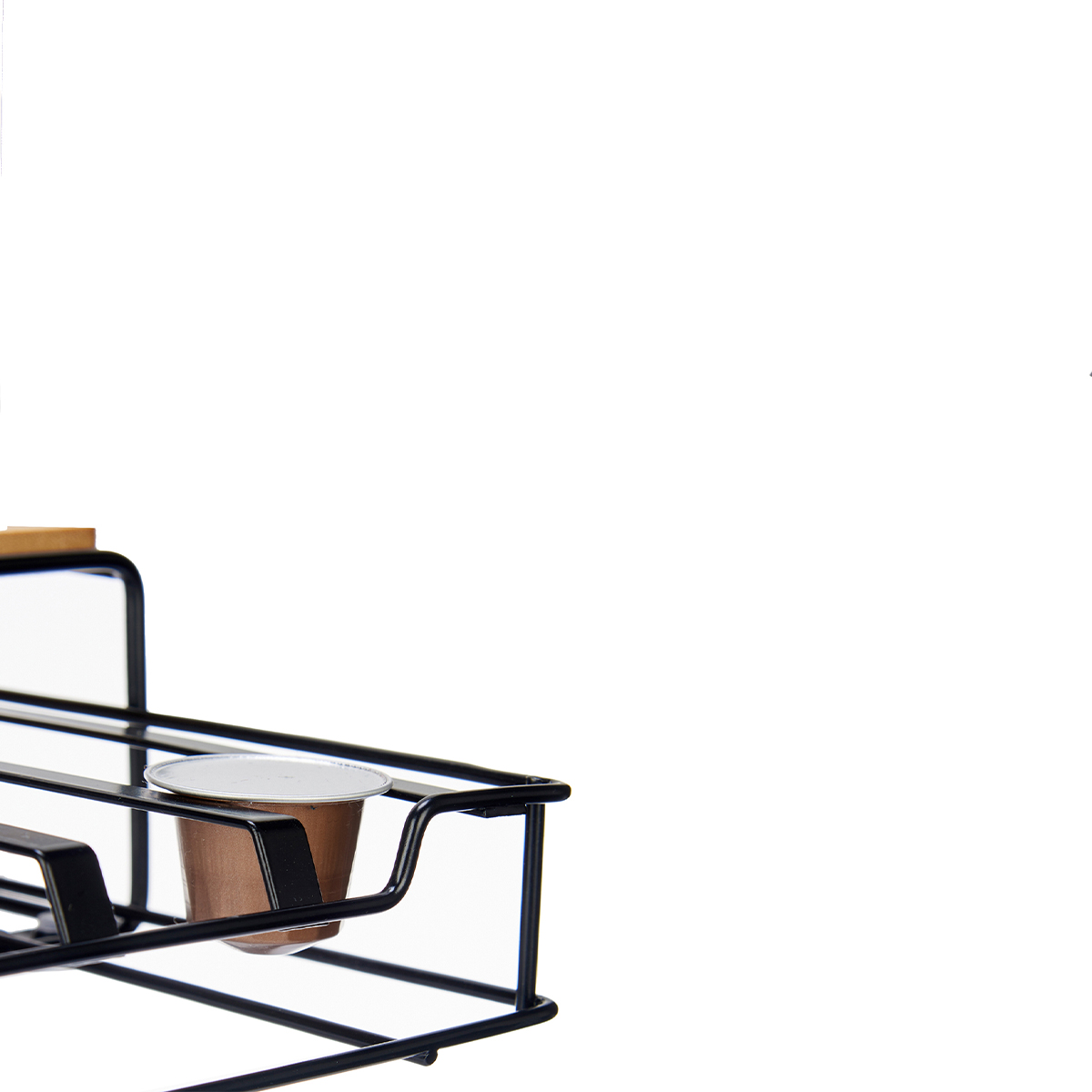 Suporte para 32 c&aacute;psulas em metal e bambu