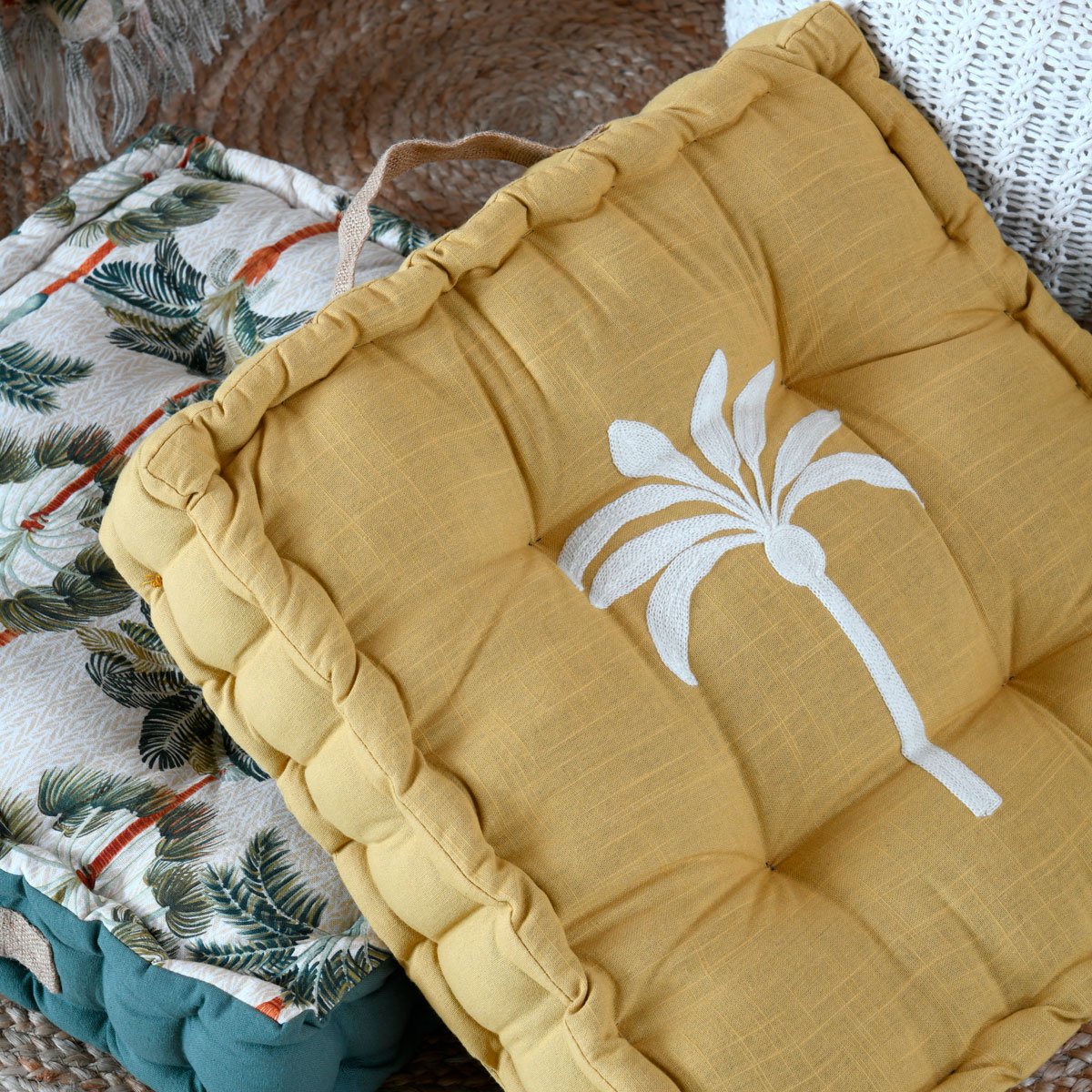 Almofada de ch&atilde;o CASABLANCA amarela 45x45cm