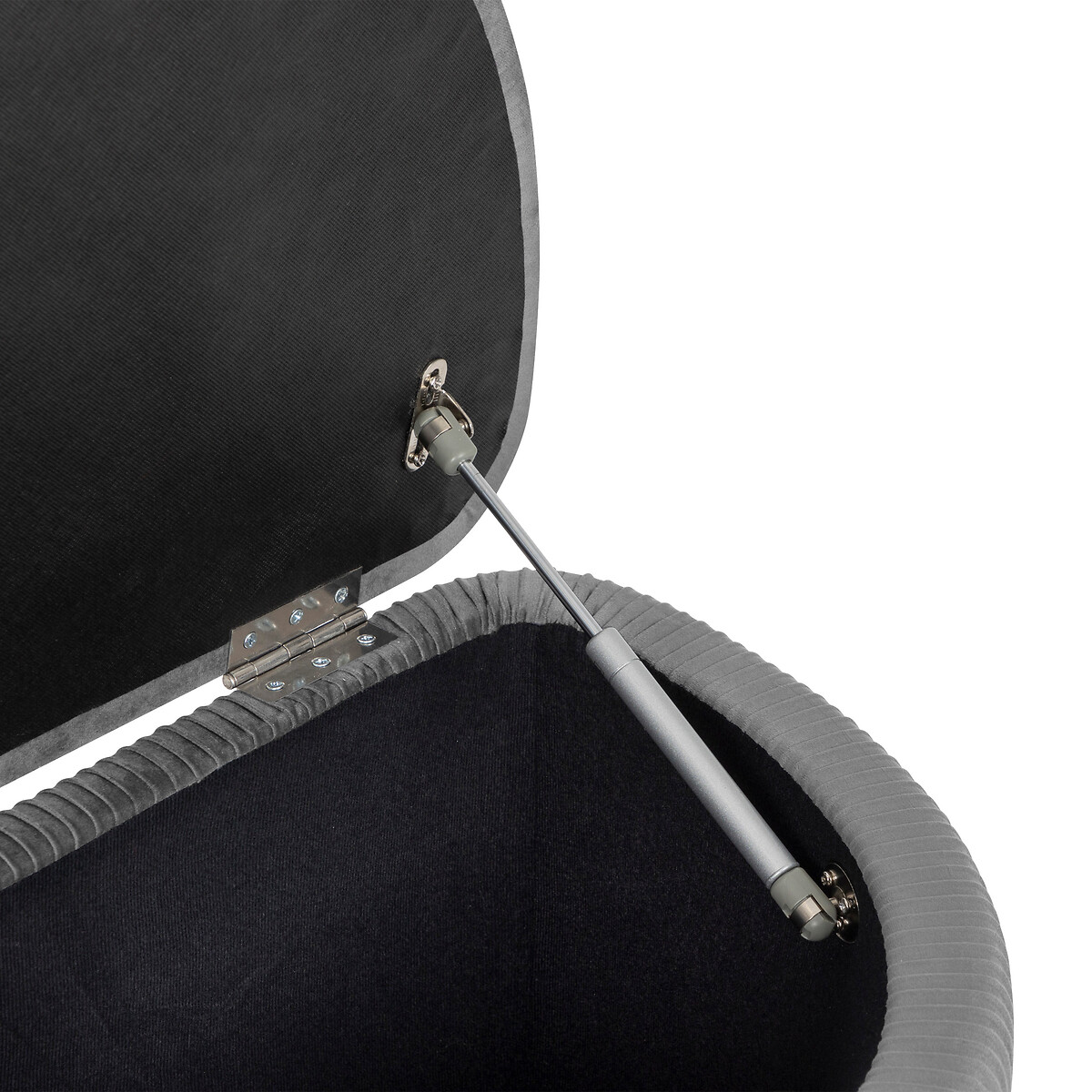 Banqueta cinza SOLARO com cofre de arrumação,  Banqueta cinza SOLARO com cofre de arrumação