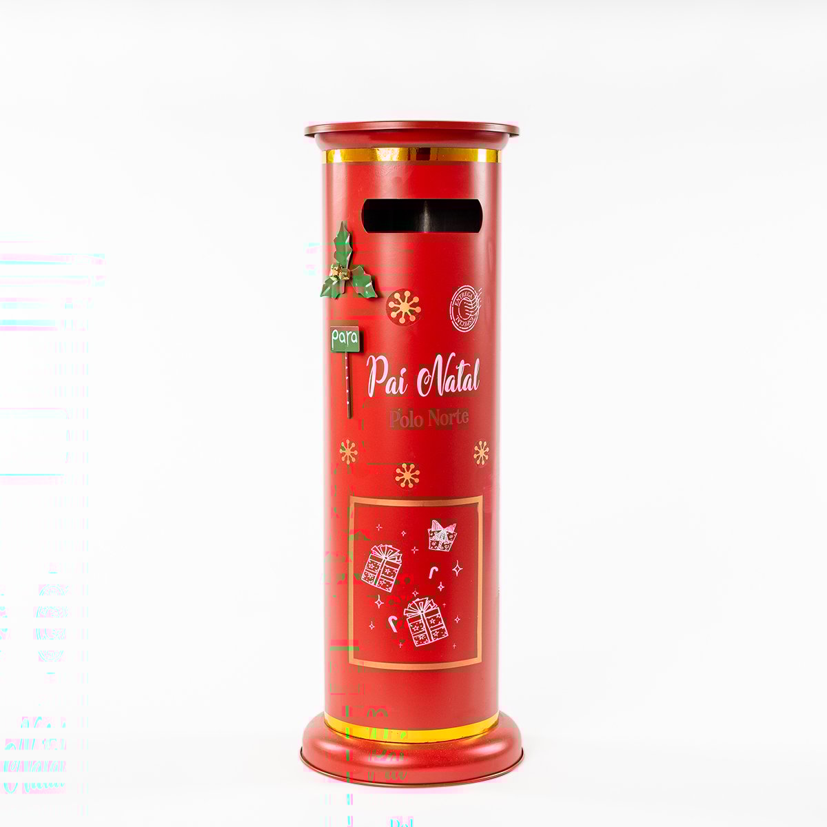 Caixa de correio decorativa vermelha em metal