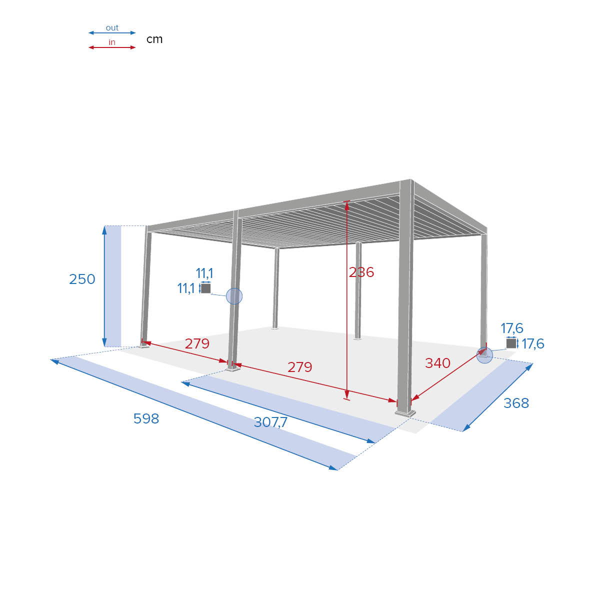 Pérgola ÉVORA branco 3,6x6m,  Pérgola ÉVORA branco 3,6x6m