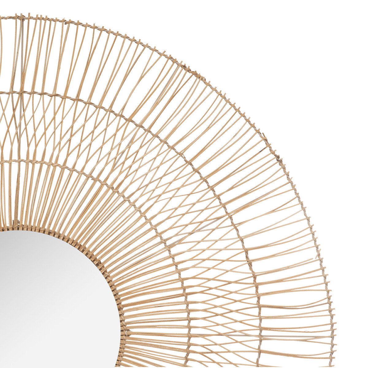Espelho de parede bege CARAVANE em rattan 112cm