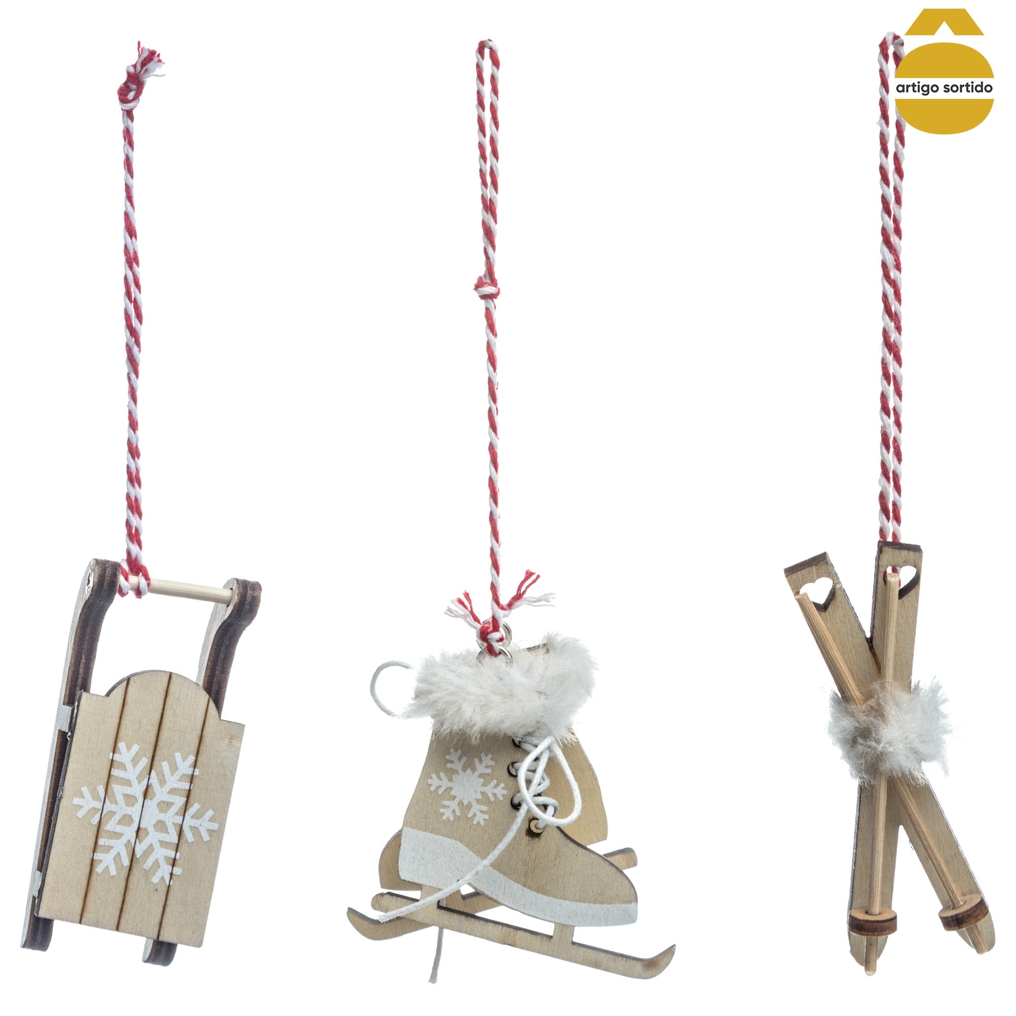 Conjunto 3 Pendurantes em Madeira