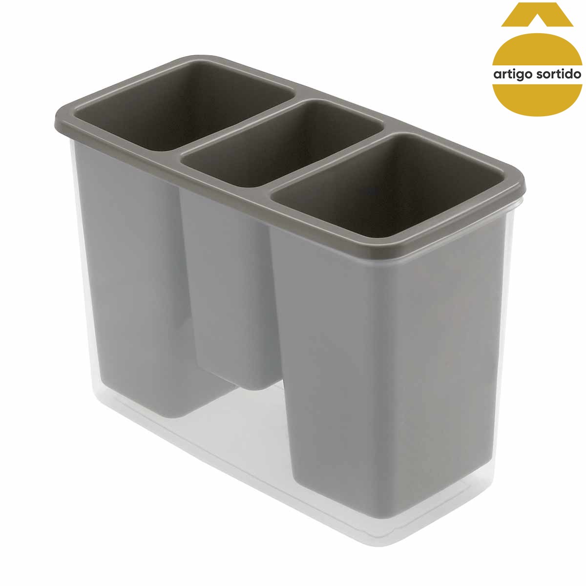 Porta talheres retangular com 3 divis&oacute;rias