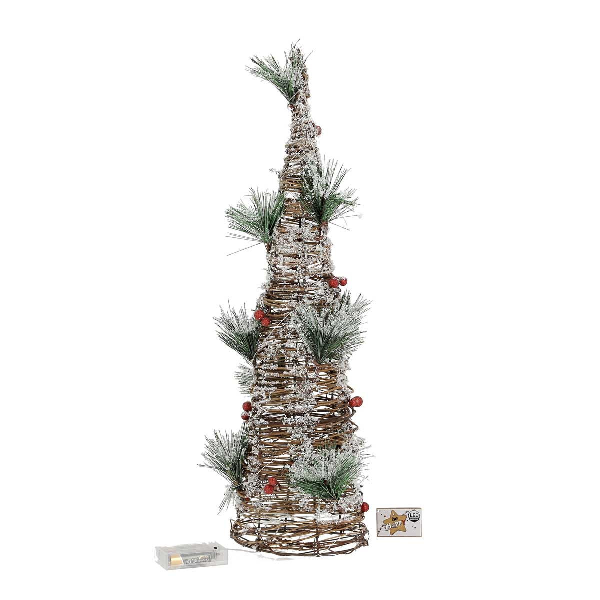 Árvore de natal decorativa com bagas e ramos com led 60cm,  Árvore de natal decorativa com bagas e ramos com led 60cm