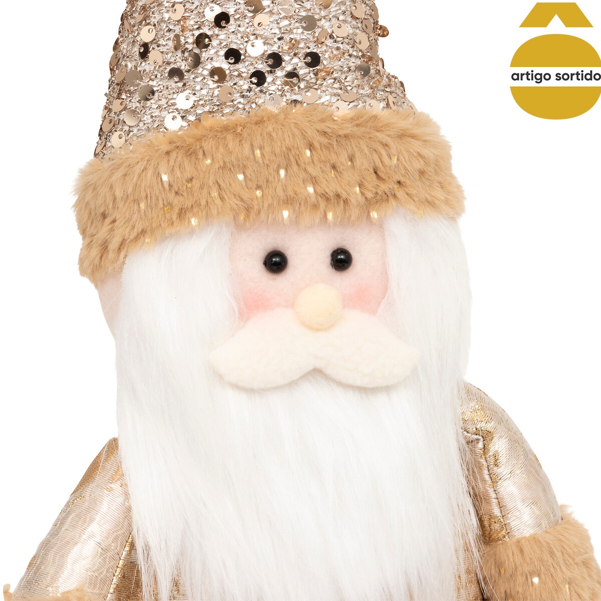 Figura de natal com gorro de lantejolas 32cm