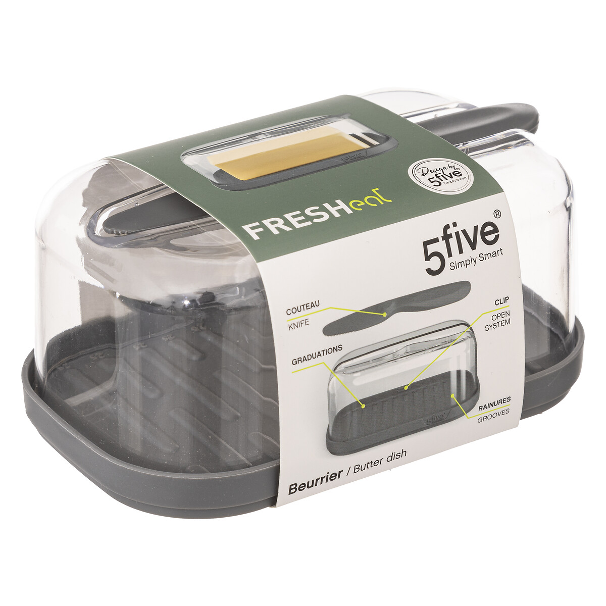 Manteigueira com faca FRESHEAT cinza