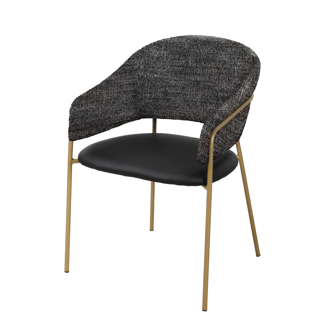 Cadeira Avenir Em Tecido Ocre E Metal Dourado