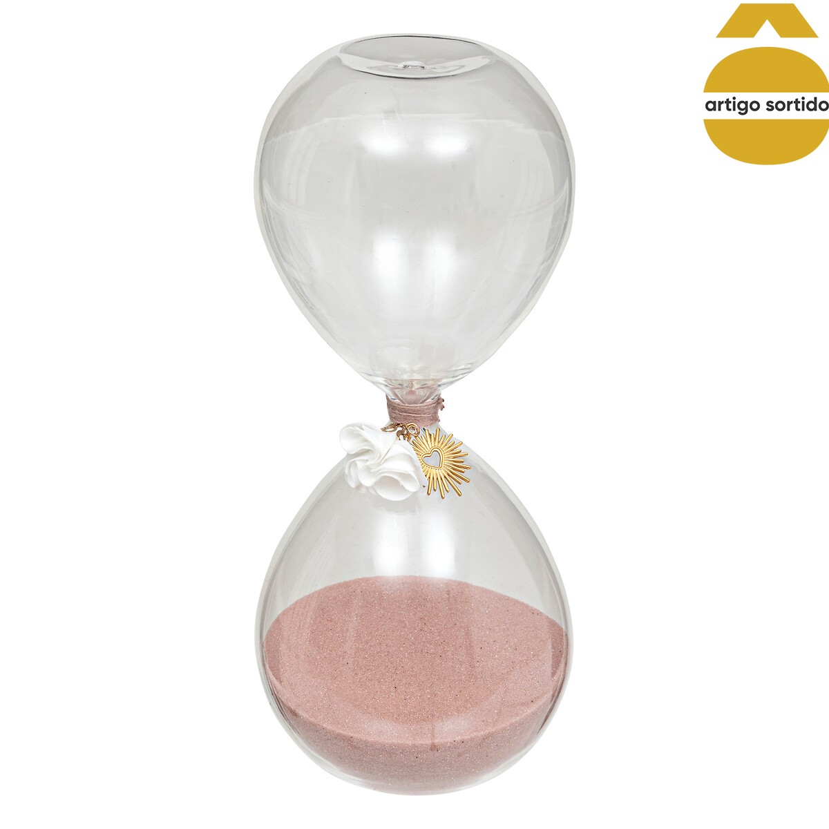 Ampulheta decorada em vidro