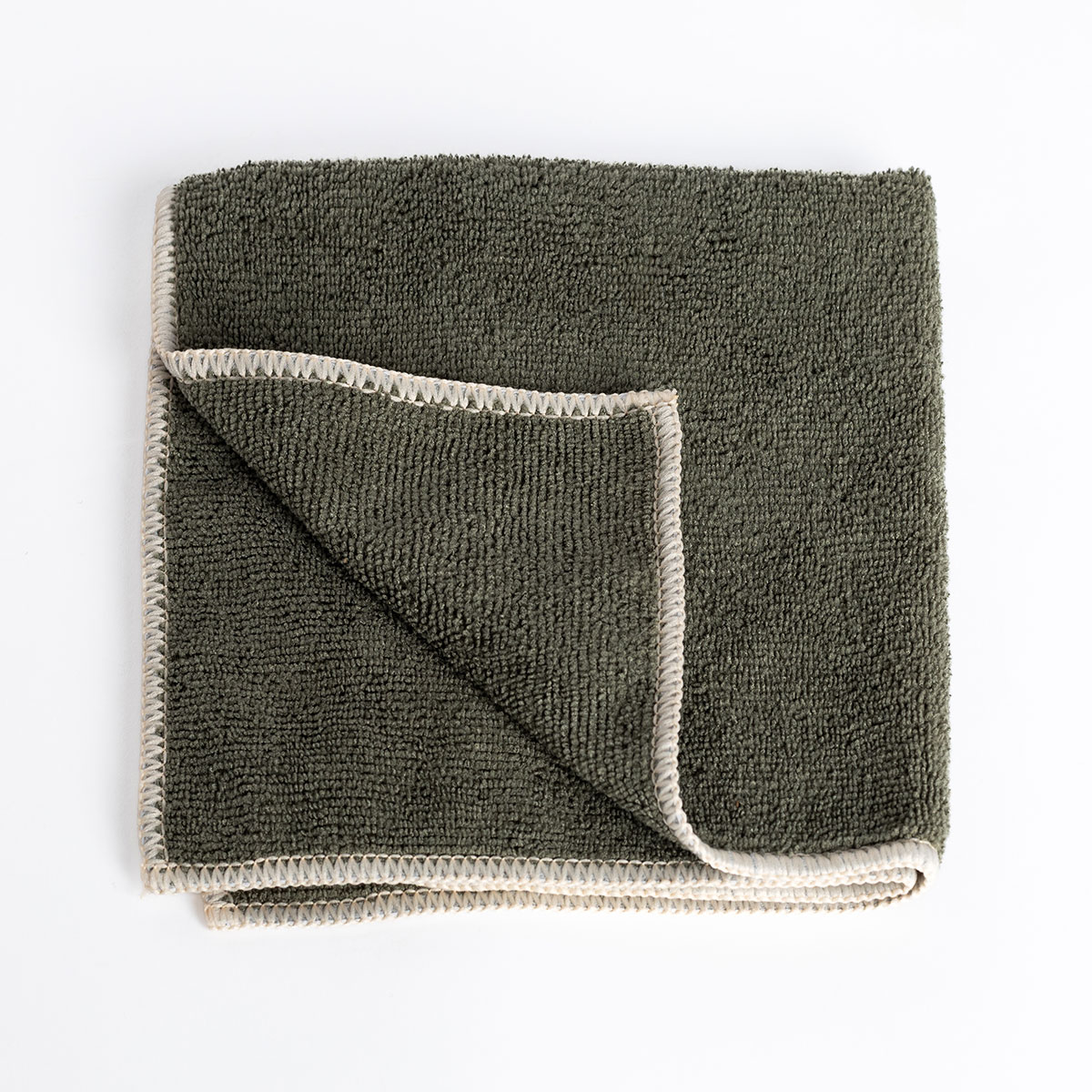 Conjunto de 3 panos microfibra verde caqui 34x34cm