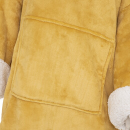 Manta camisola com capuz ocre