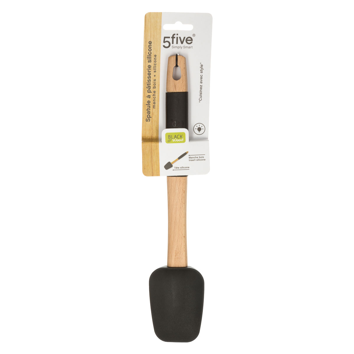 Esp&aacute;tula em silicone BLACK WOOD