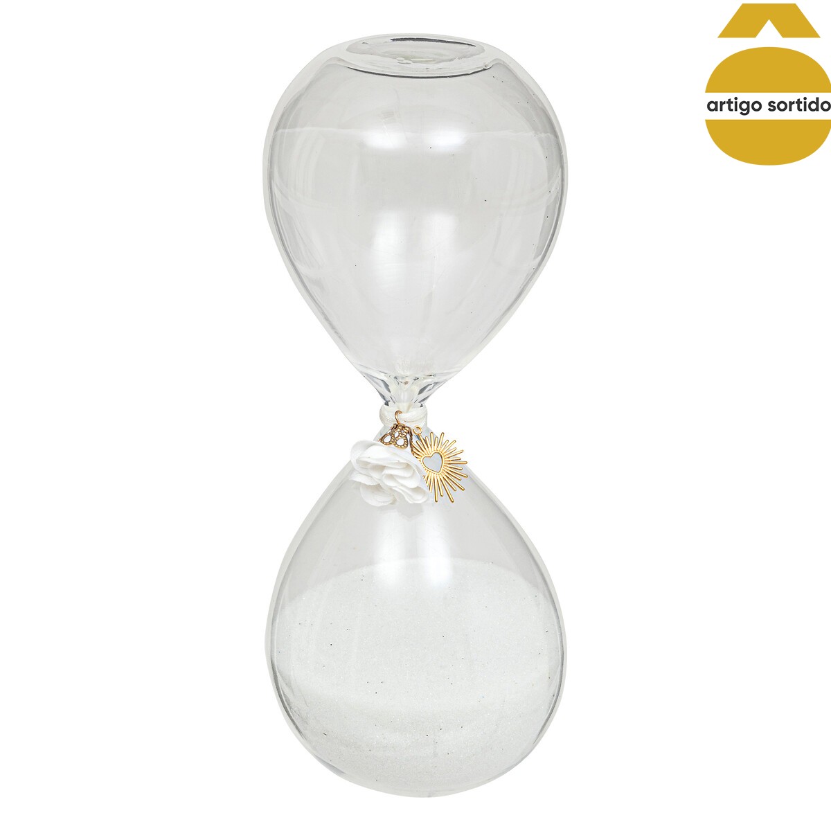 Ampulheta decorada em vidro