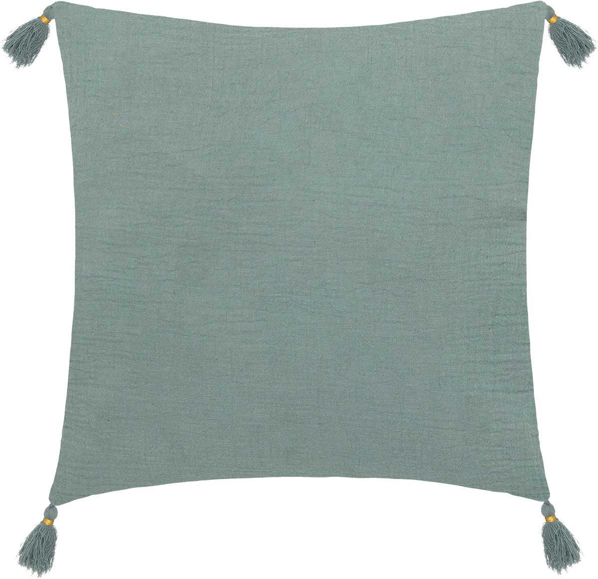 Almofada WINTER LIGHT gaze verde celadon com cruzes 40x40cm