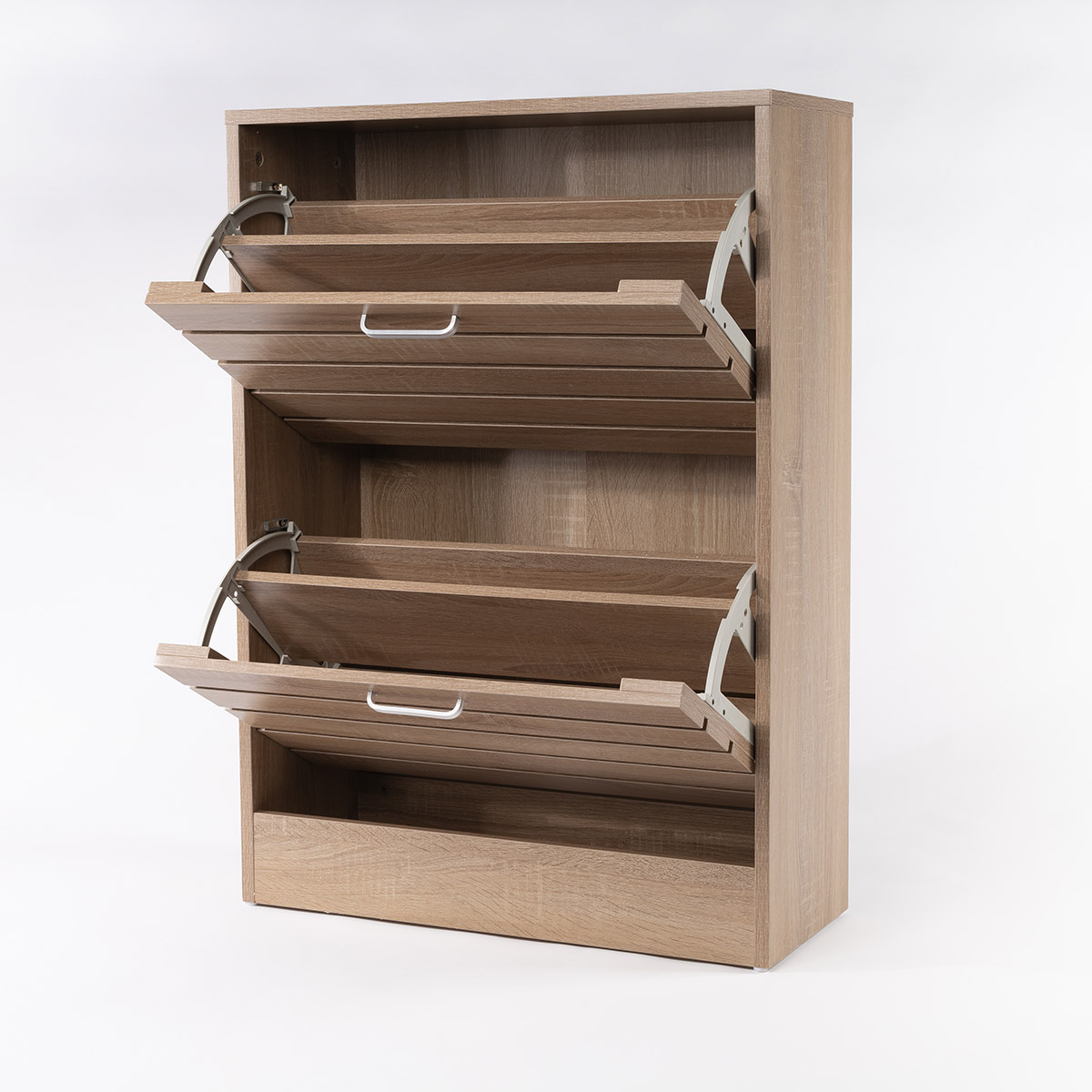 Sapateira ripada natural com 2 gavetas 84cm