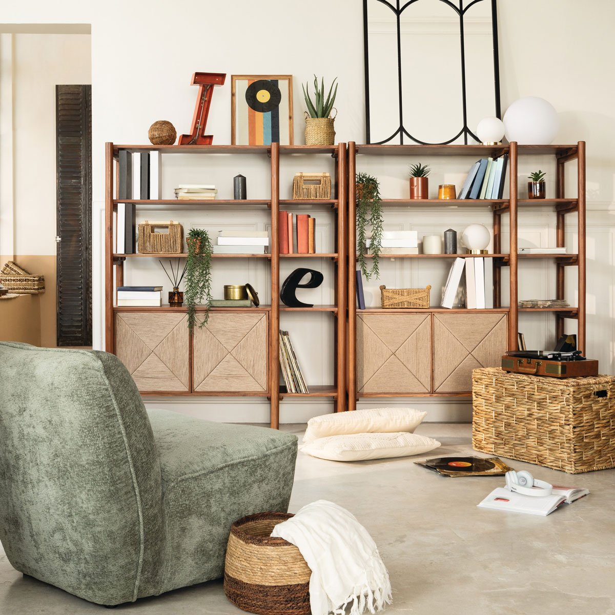 Poltrona MINARI verde em chenile 81x73x71cm